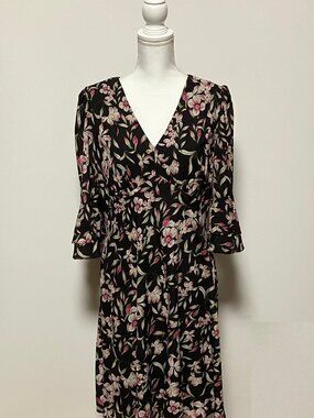 Adrianna Papell Black Floral Dress, Size 12, Style AP1D104622, Light, Chiffon